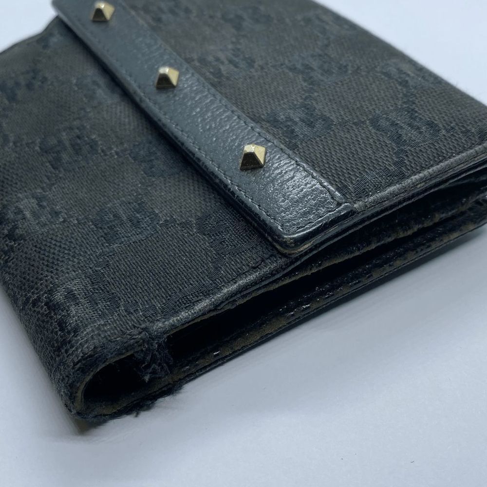 Authentic Gucci Black Canvas & Leather Double Sided Bifold Wallet **FLAWS** - Picture 5 of 12
